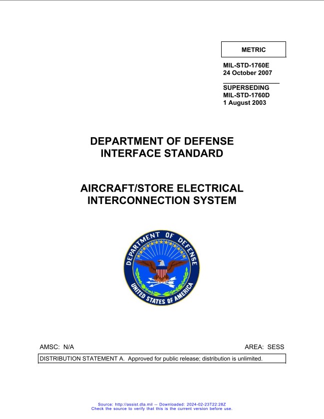 MIL-STD-1760E AIRCRAFT STORES